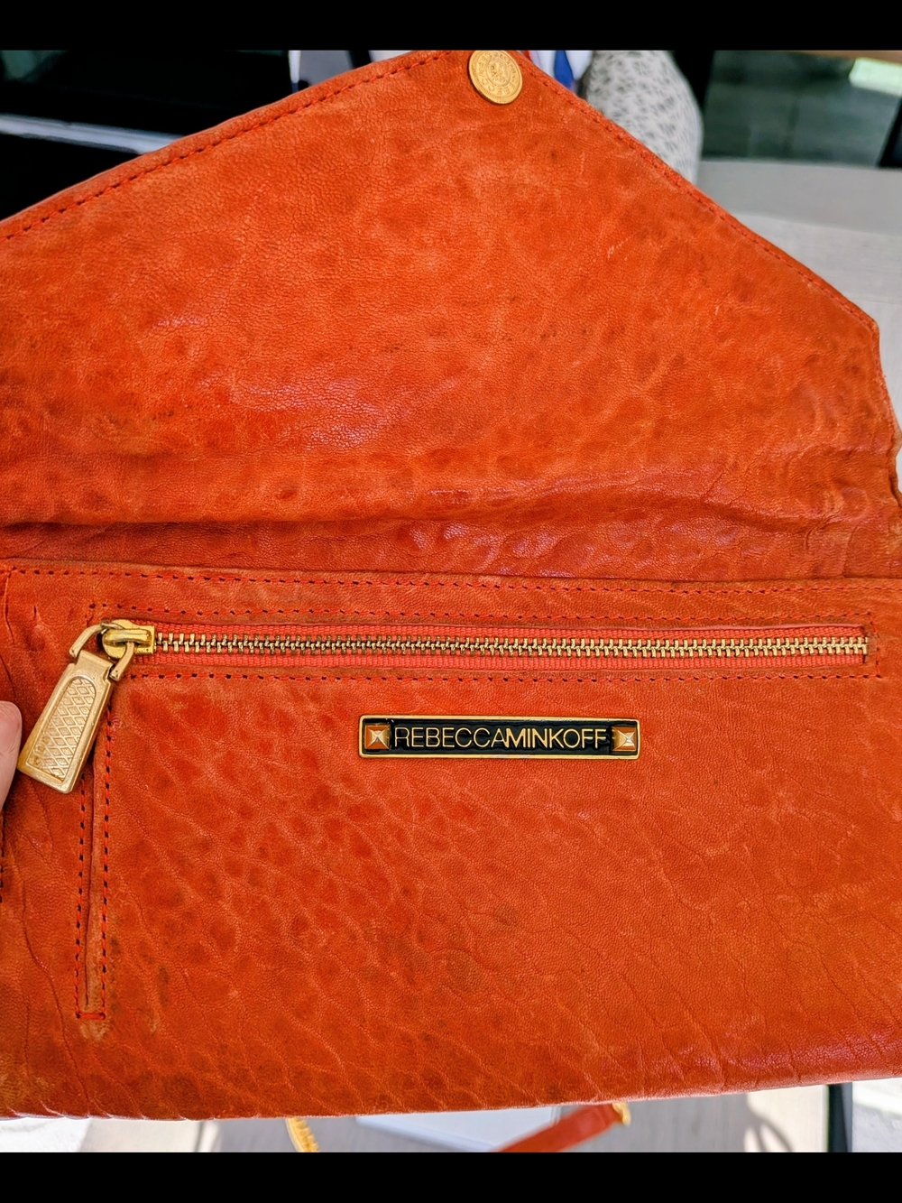 Rebecca Minkoff Mini MAC Crossbody – Rare Orange Ostrich Embossed Leather - Picture 2 of 15